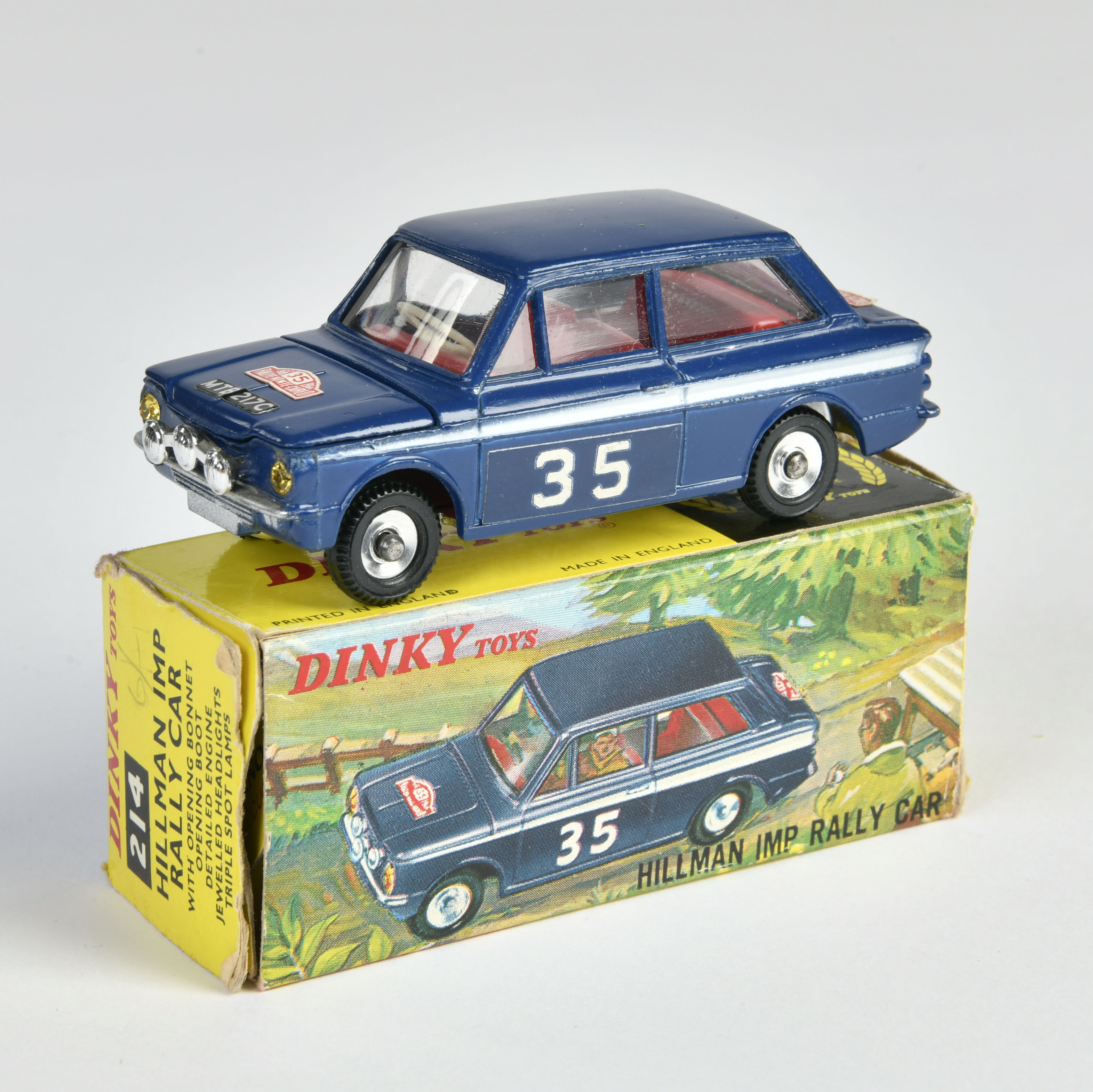 Dinky Toys, 214 Hillman Rally Car, blue, box C 4, C 1
