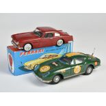 Bandai & W Toys, 2x Ferrari, Japan, Hong Kong, 20-22 cm, tin, plastic, friction ok, 1x box, C 2+