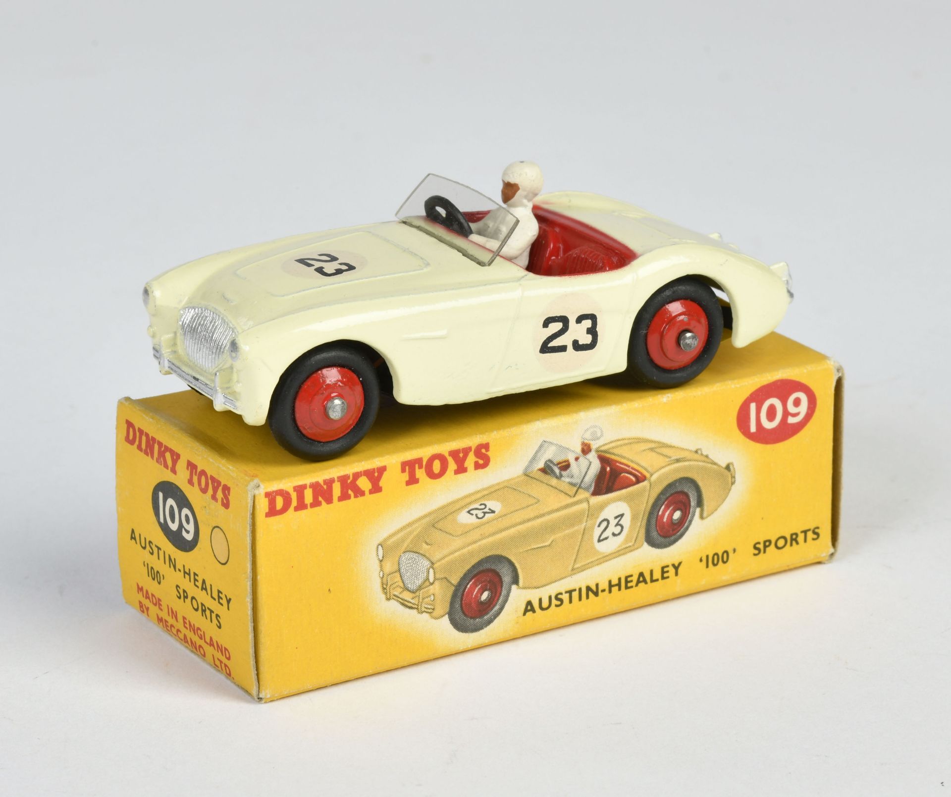 Dinky Toys, 109 Austin Healey, light yellow, England, 1:43, diecast, box C 1, C 1
