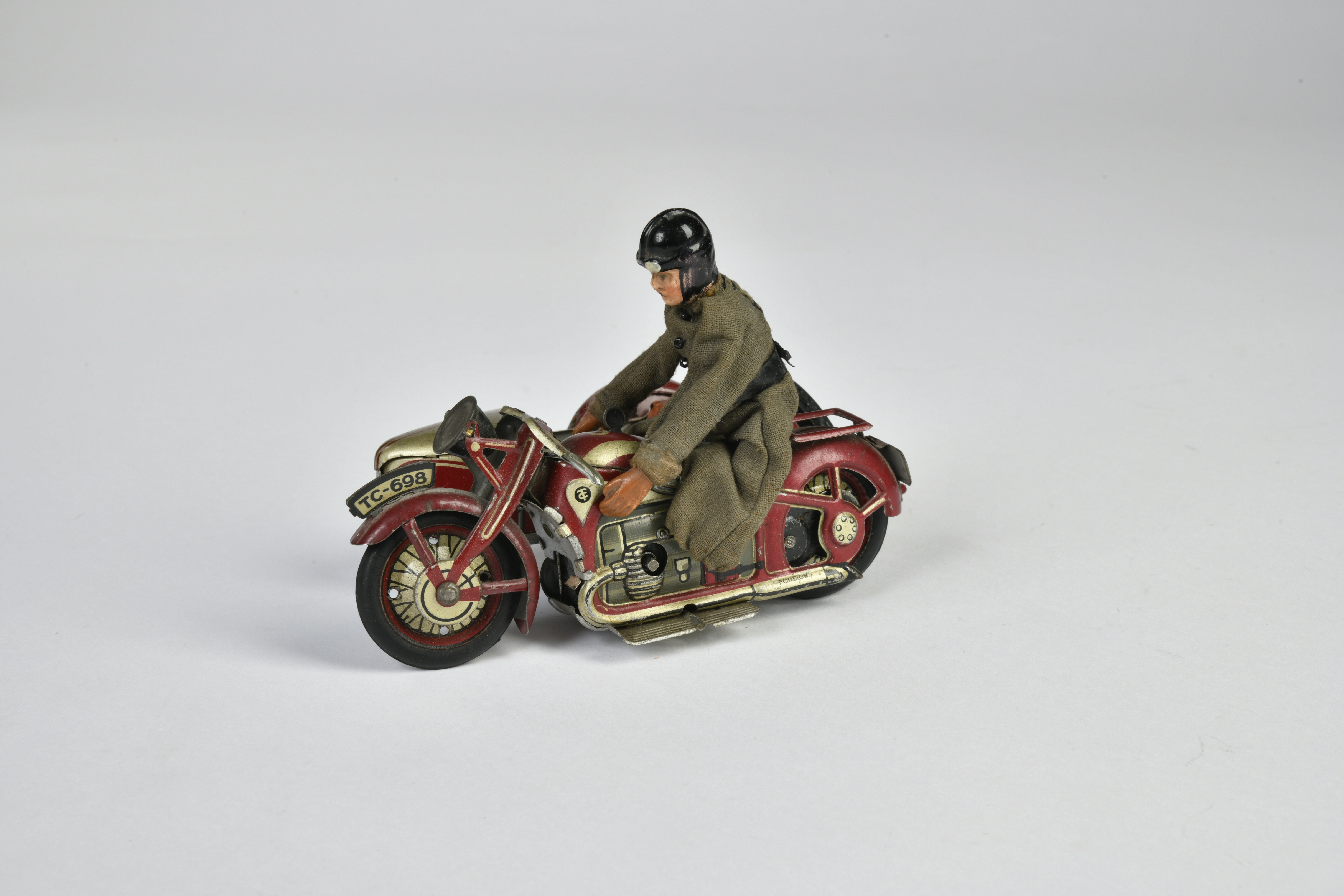 Tippco, motorcycle with sidecar, Germany pw, 13 cm, tin, cw ok, bottom plate refinished, paint d., - Image 2 of 2