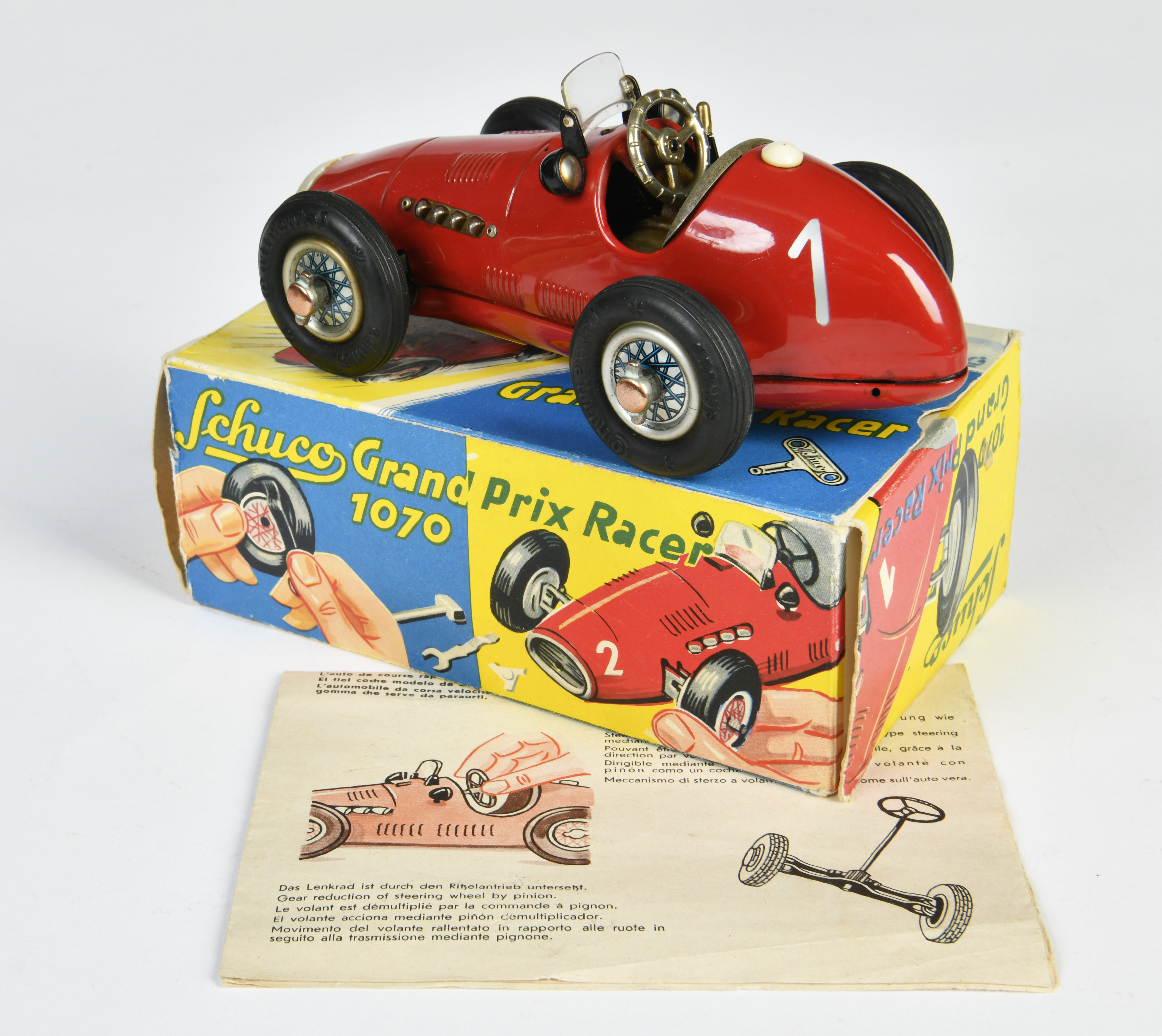 Schuco, Grand Prix Racer 1070, US Z. Germany, 16 cm, tin, cw ok, box C 2, C 1- - Image 2 of 2