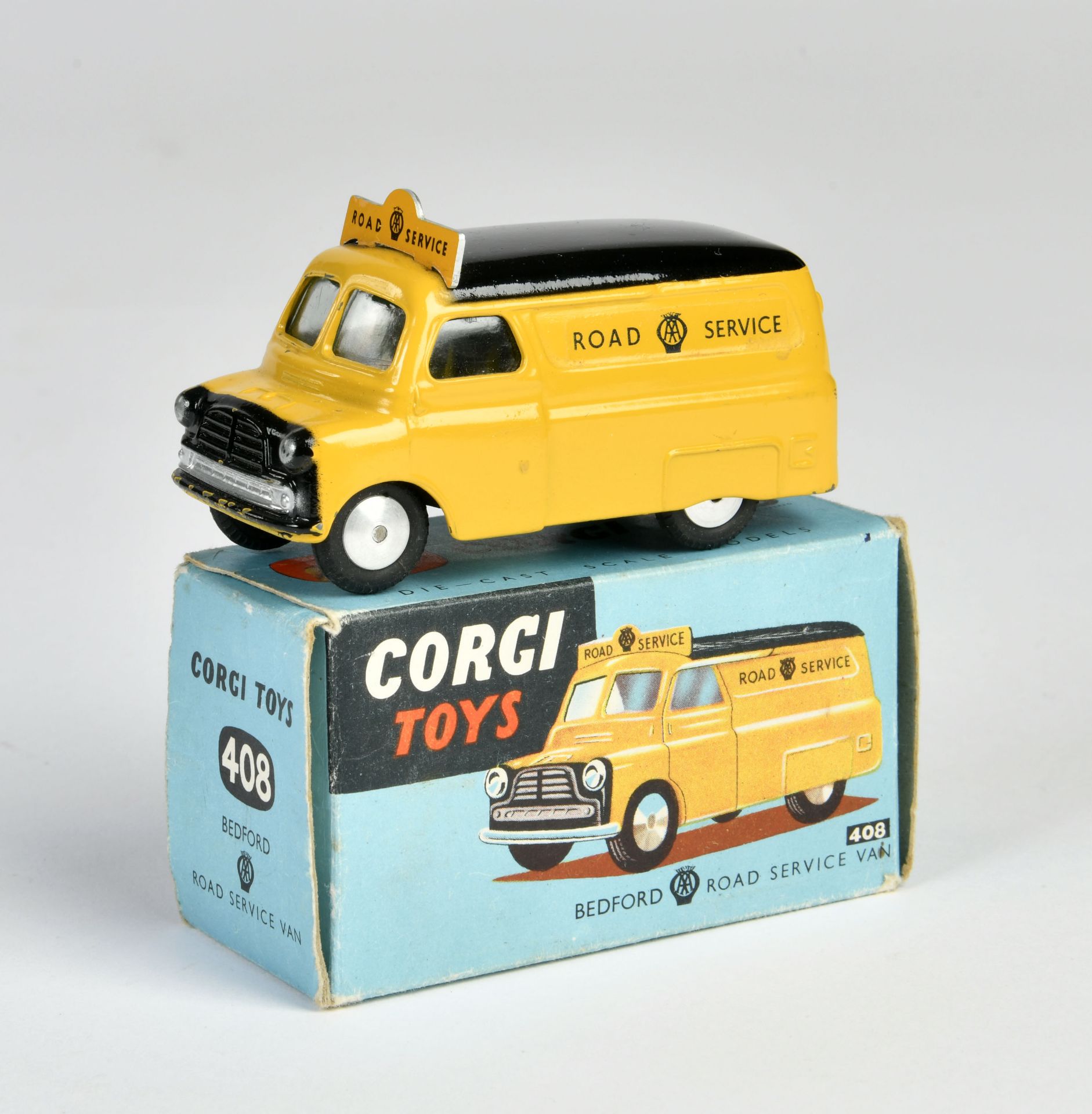 Corgi Toys, 408 Road Service Van, yellow, black, England, 1:43, diecast, box C 1, C 1