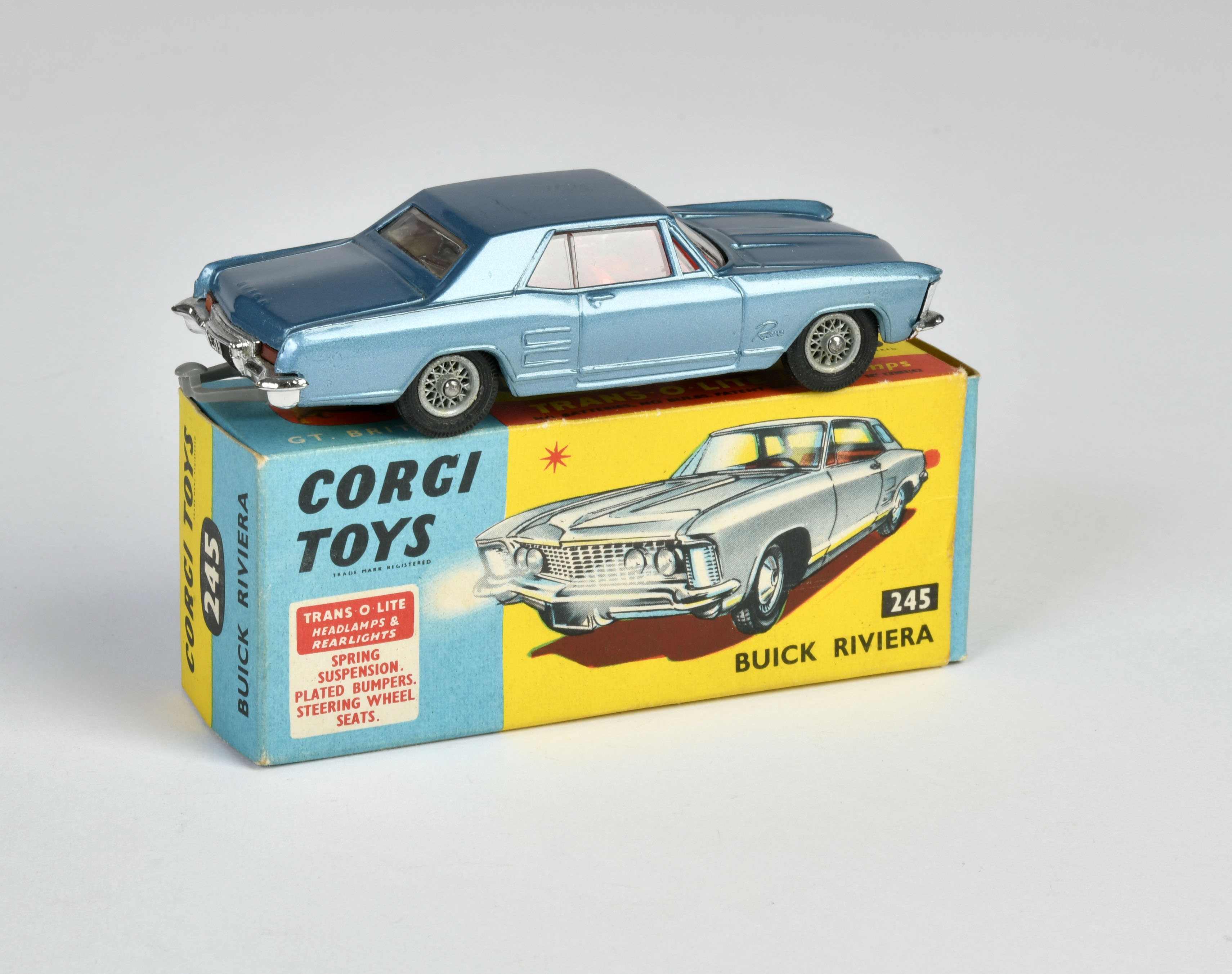 Corgi Toys, 245 Buick Riviera, blue, England, 1:43, diecast, box C 1, C 1 - Image 2 of 2