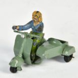 Moko, scooter with sidecar, England, 6 cm, diecast, driver damaged