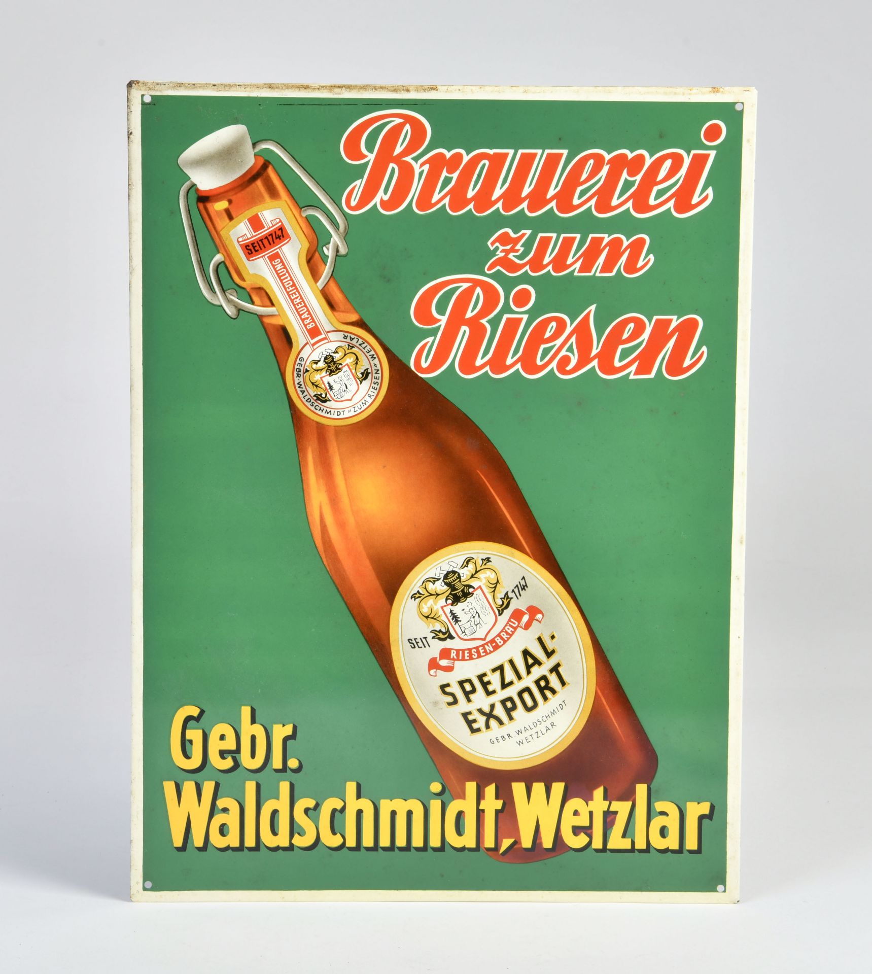 Brauerei zum Riesen, Riesen-Bräu, Blechschild