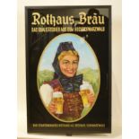 Rothaus Bräu, Das Qualitätsbier aus dem Hochschwarzwald, glas sign, in metal frame, 60x90 cm, no