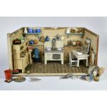 Dolls kitchen, 71x33x33 cm, wood, with sev. accessories, paint d.