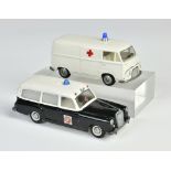 Tekno, 2x Ambulance, Mercedes 220 S & Ford Taunus Transit, Denmark, 1:43, diecast, min. paint d.,