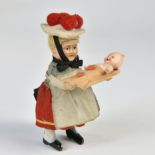 Schuco, German woman with baby, Germany, tin, 13 cm, cw ok, min. paint d., C 1-2