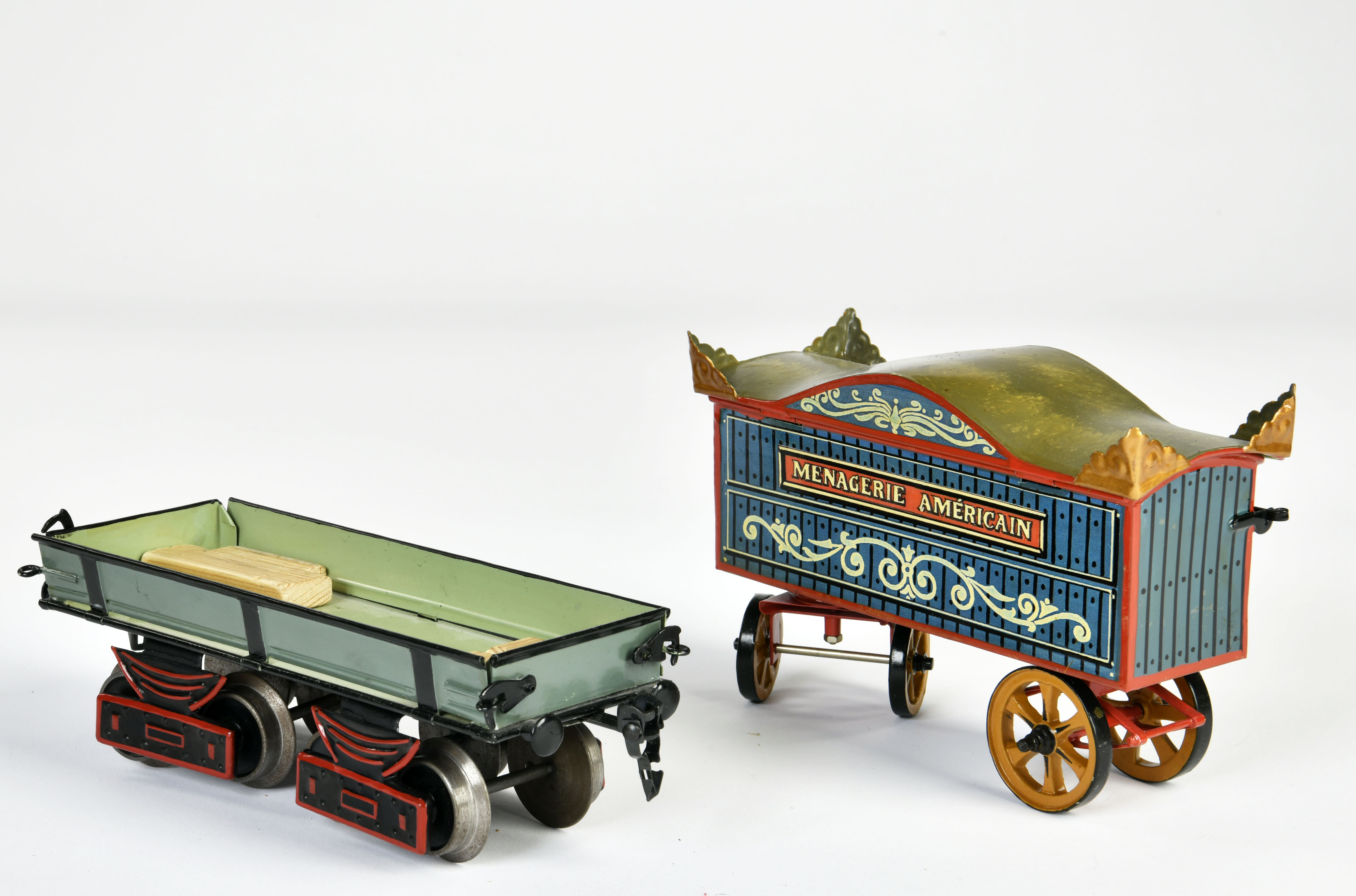 Märklin replica, Menagerie Americain transport wagon, gauge 1, tin, very good condition