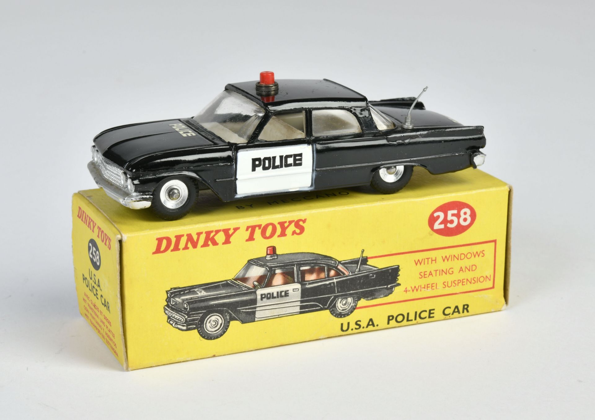Dinky Toys, 258 Police Car, black, England, 1:43, diecast, box C 2, C 1