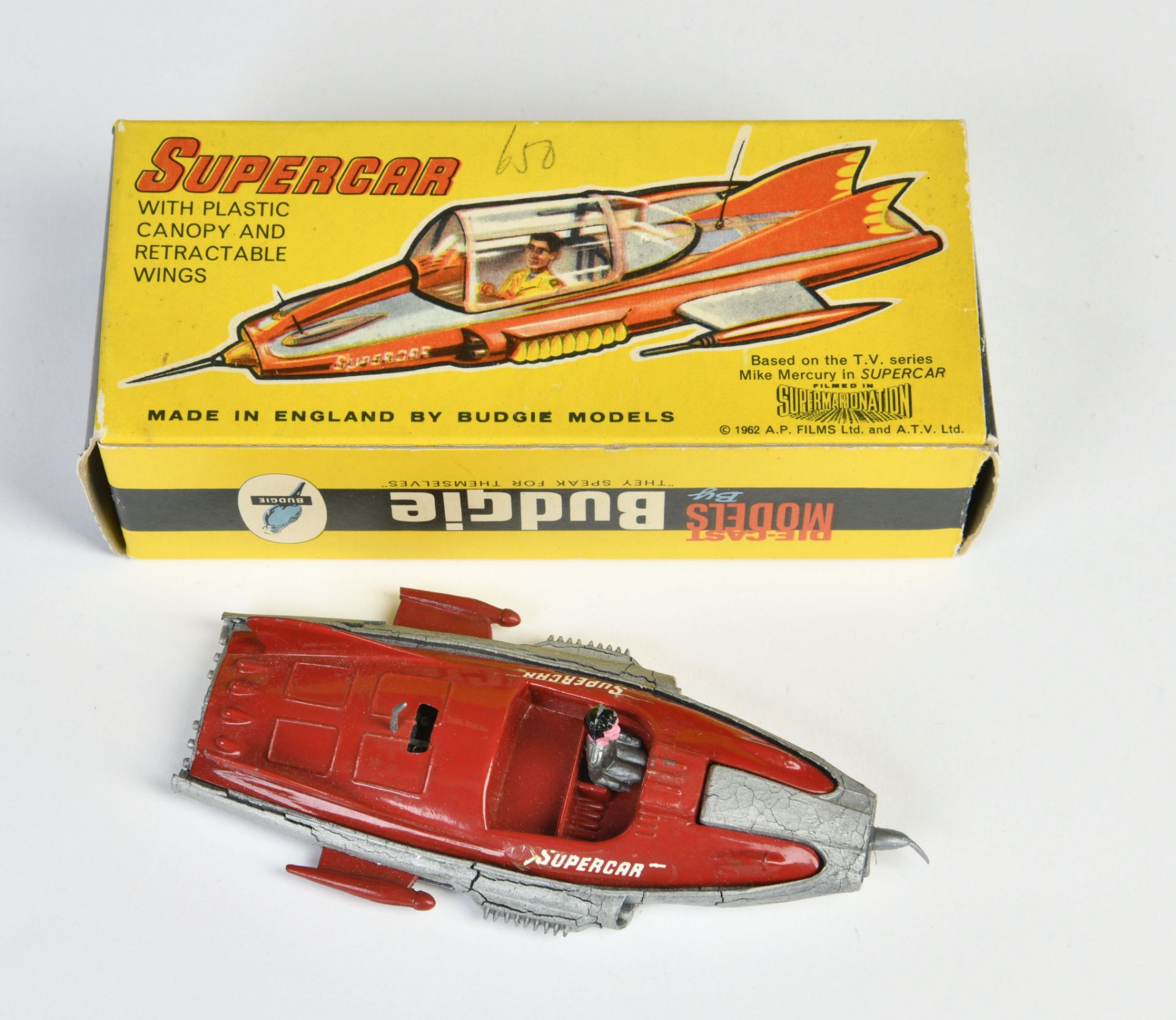 Budgie, Supercar 272, England, 1:43, diecast, damaged due to Zinkpest, box very good condition