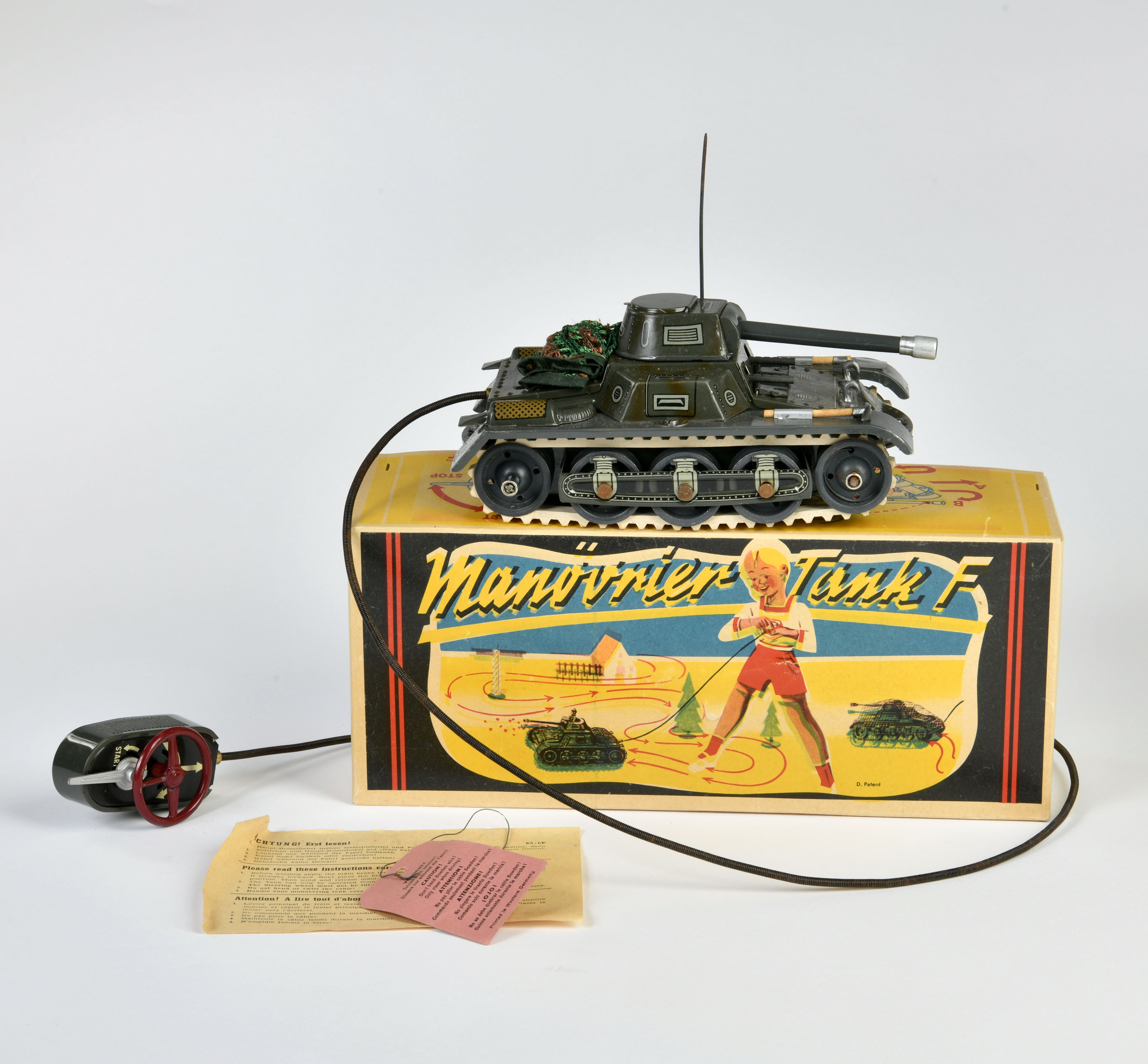 Gescha, Manoeuvre Tank with remote control, W.-Germany, 20 cm, tin, function ok, box C 1, C 1-