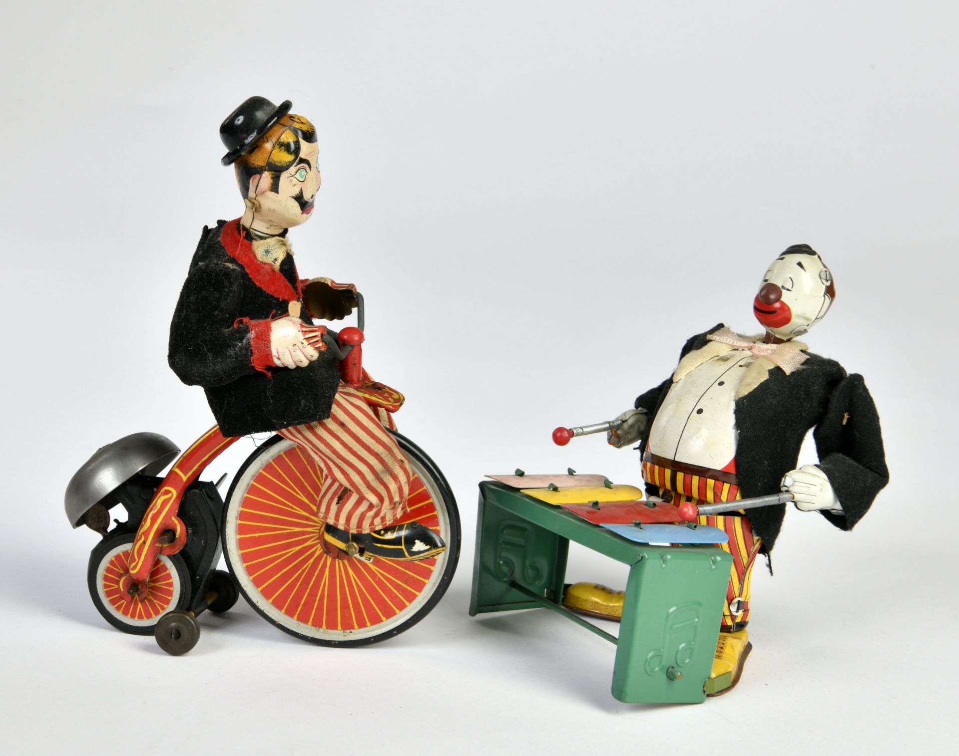 TPS, clown on cycle & musician clown, Japan, cw ok, paint d., C 2 - Image 2 of 2