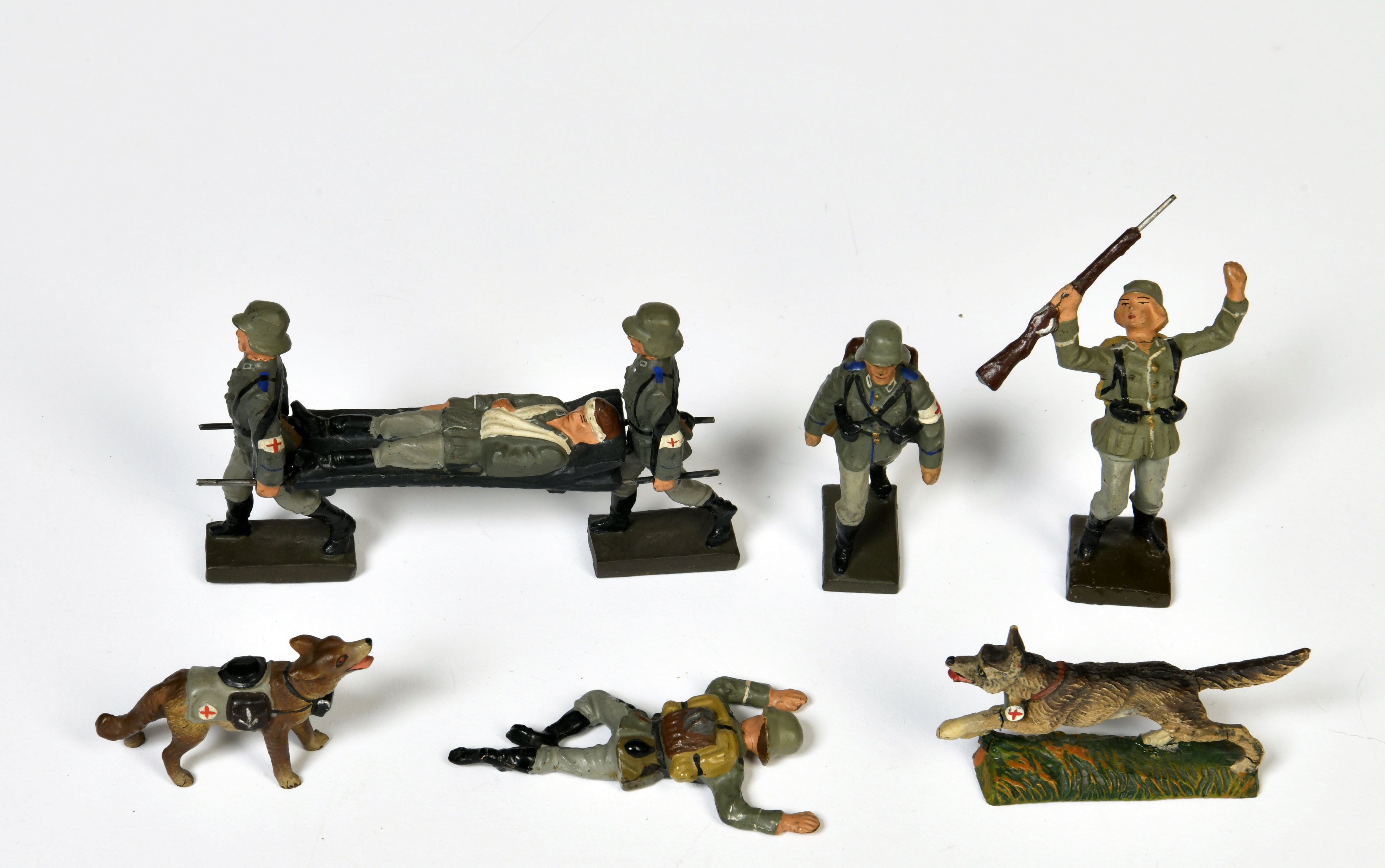 Lineol, medical soldiers and wounded soldiers, Germany pw, 7,5 cm, composite, mostly C 1