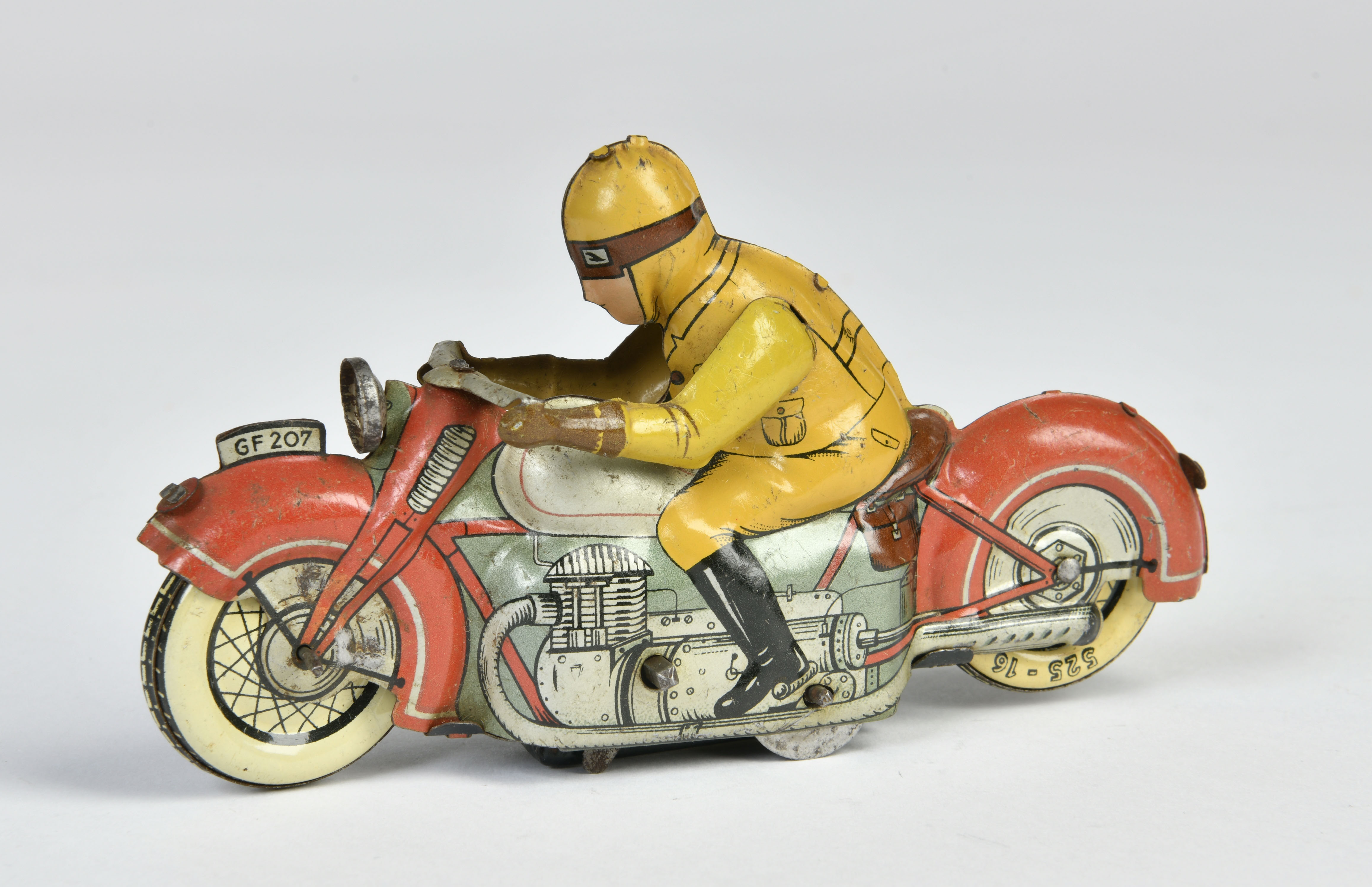 Fischer, motorcycle 207, US Z. Germany, tin, cw ok, 13 cm, paint d., C 2