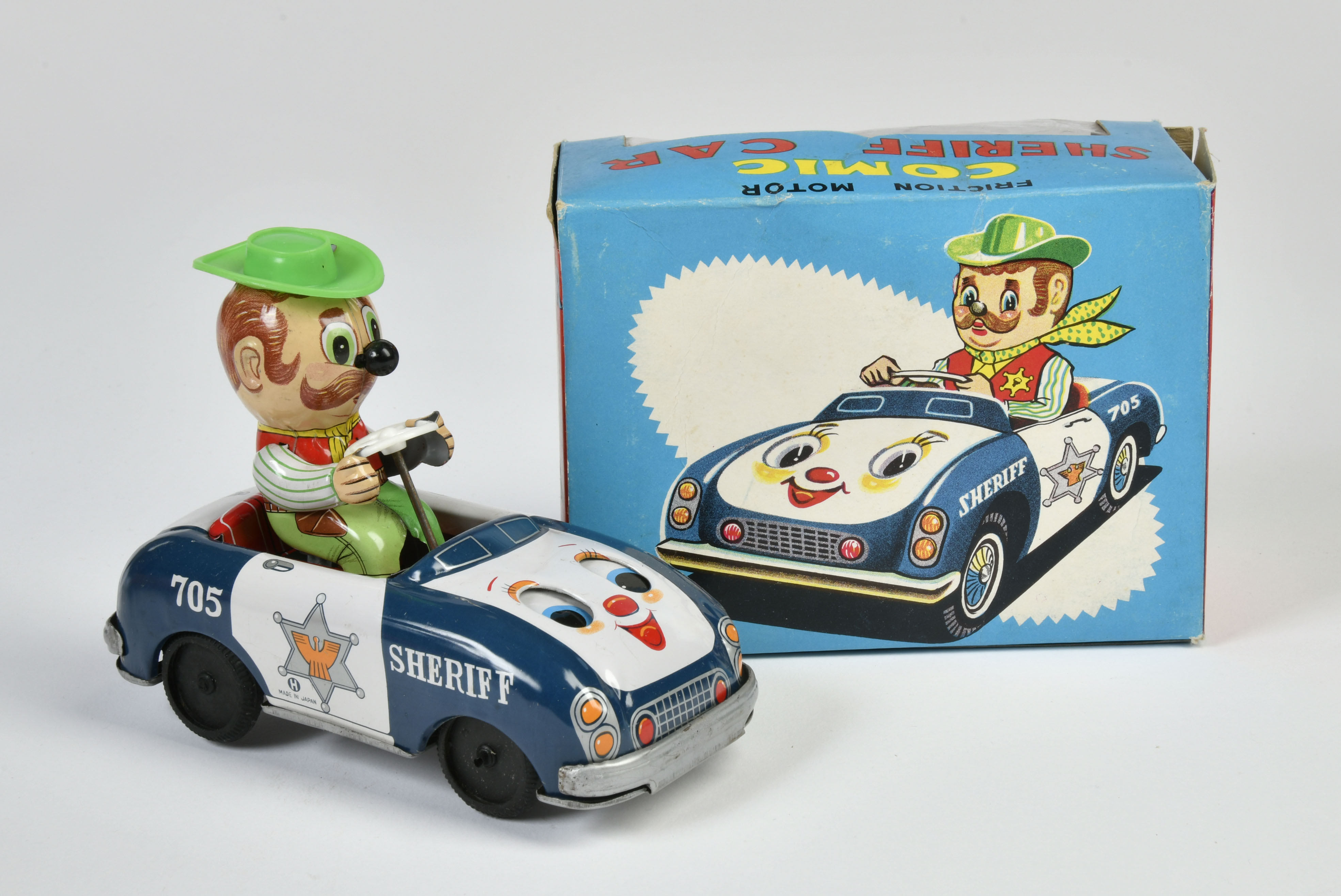 Comic Sheriff Car, Japan, 14 cm, tin, box, C 1-2 - Image 2 of 2