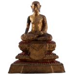 Große Buddha Figur aus Bronze, Thailand 19. Jahrhundert,