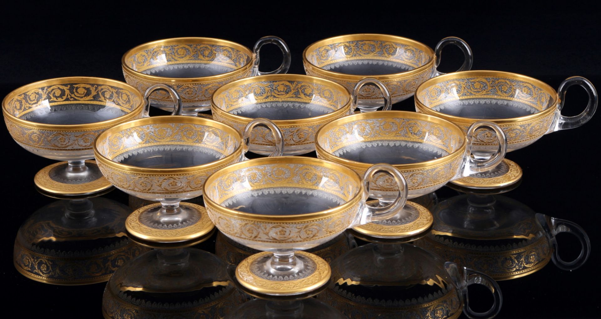 St. Louis Thistle Gold 8 champagne cups/bowls,