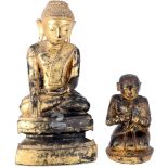 Shakyamuni Buddha and monk figure Burma 20th century,