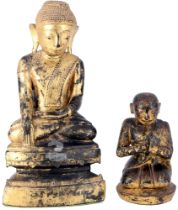 Shakyamuni-Buddha und Mönch Figur Burma 20. Jahrhundert,