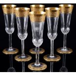 St. Louis Thistle Gold 6 champagne flutes,