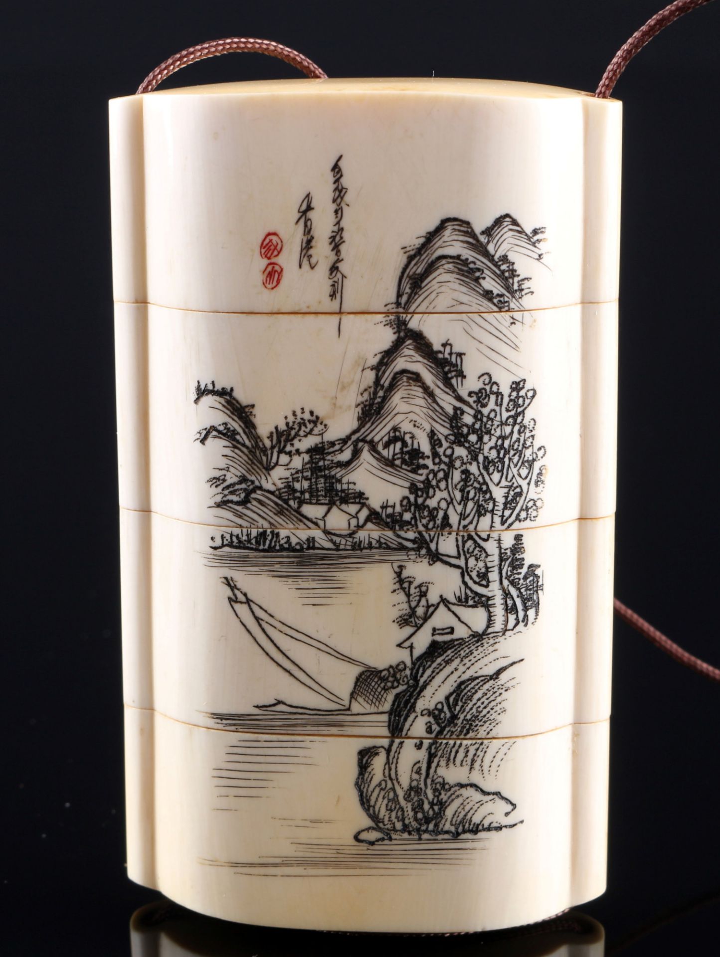 Japan frühes 20. Jahrhundert, Elfenbein Inro, Meiji-Zeit, - Bild 4 aus 5