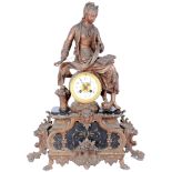 Large figure mantel clock H 60 cm, France 19th century,