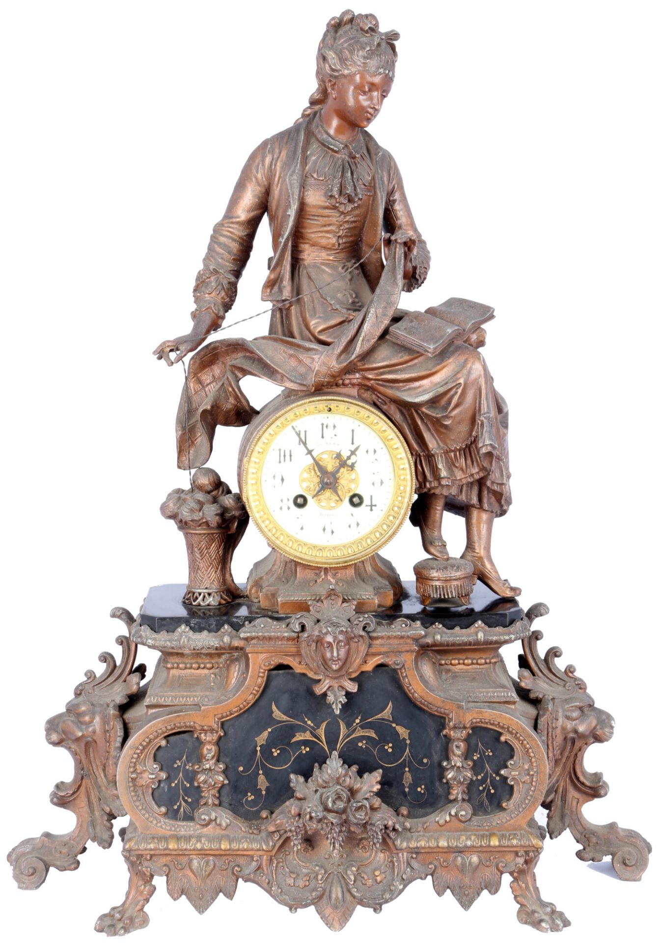 Large figure mantel clock H 60 cm, France 19th century,