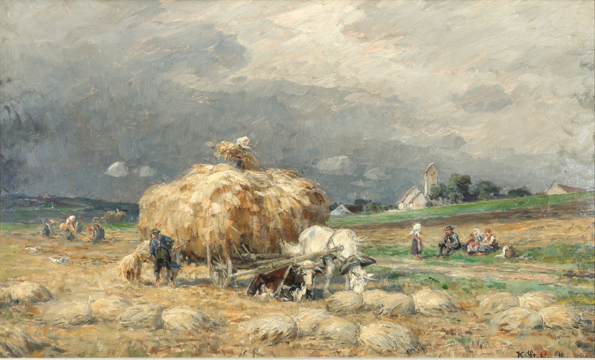 Karl STUHLMÜLLER (1859-1930) grain harvest,