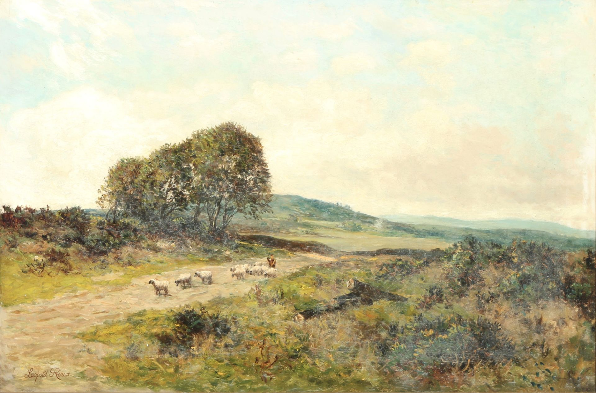 Leopold RIVERS (1852-1905) Landschaft Hirten und Schafen,