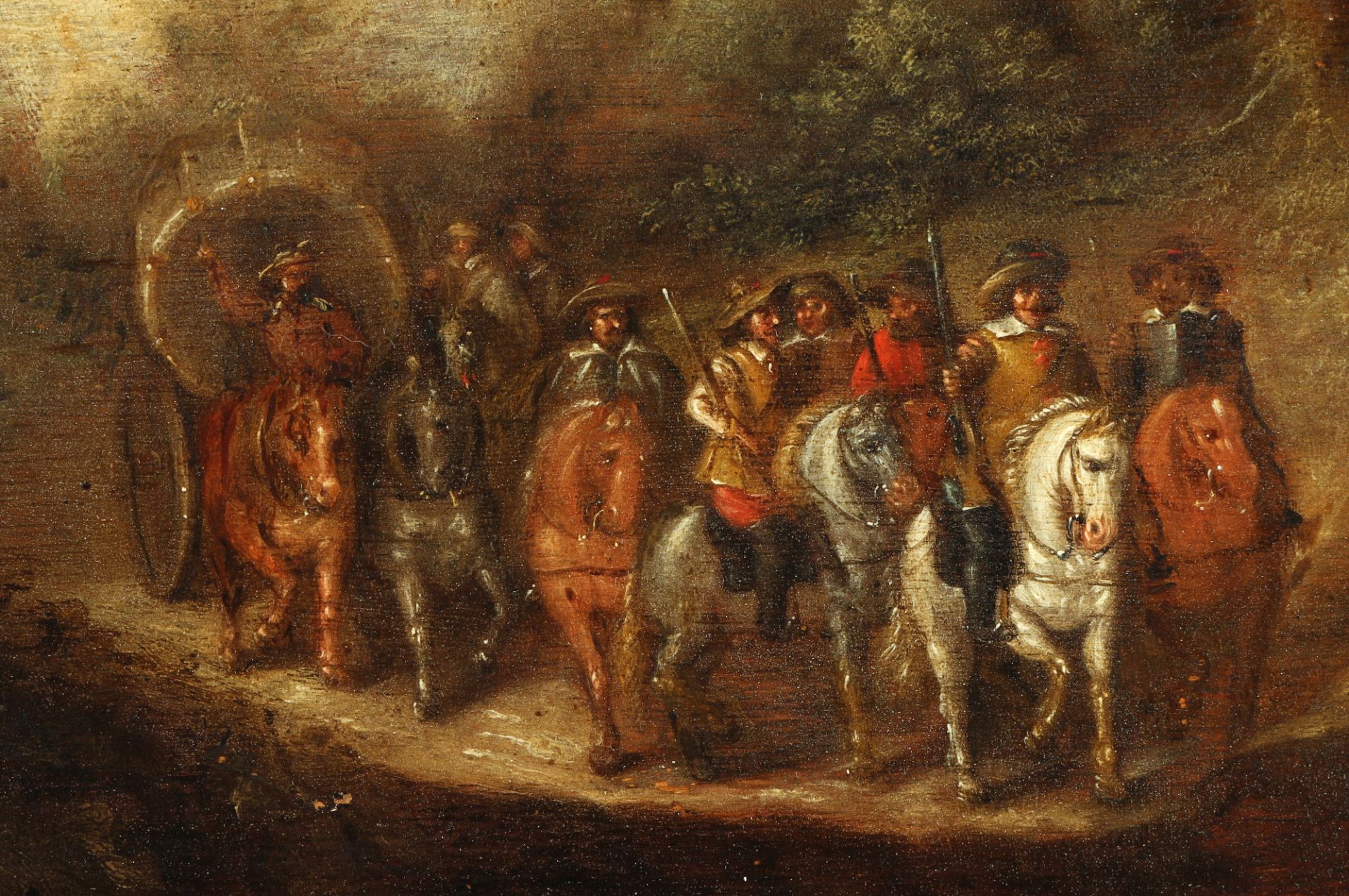 Dutch school 17th/18th century Century, armed riders in column, monogrammed, - Image 4 of 9