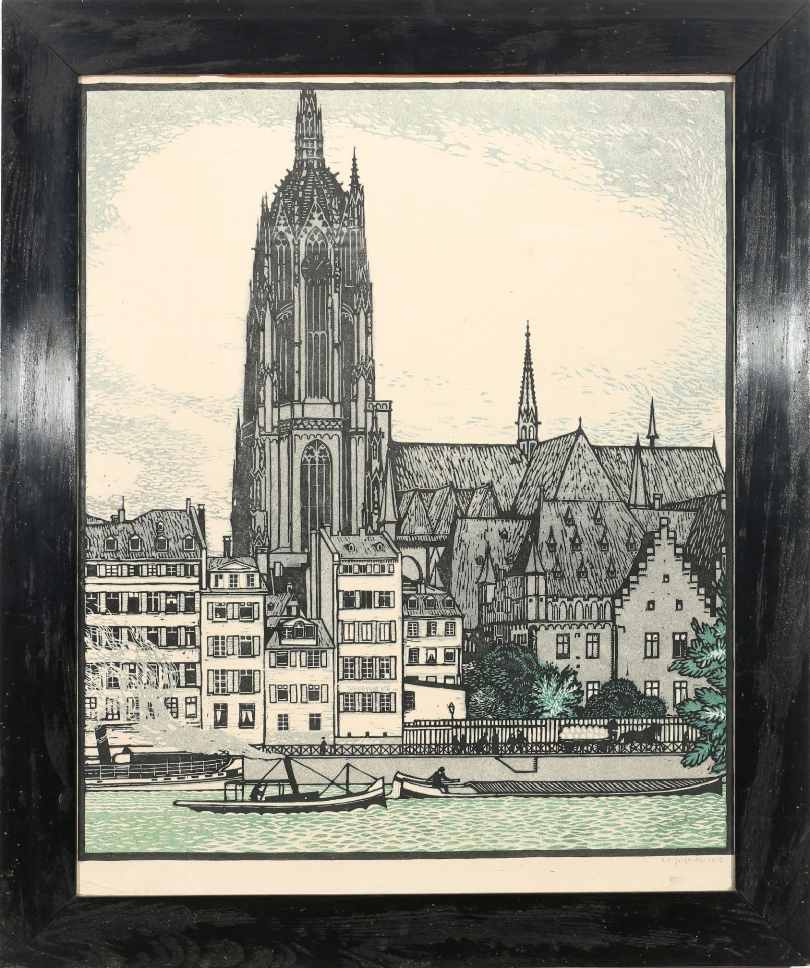 Ludwig Heinrich JUNGNICKEL (1881-1965) Frankfurt am Main mit Altstadt und Dom 1912, - Bild 2 aus 5