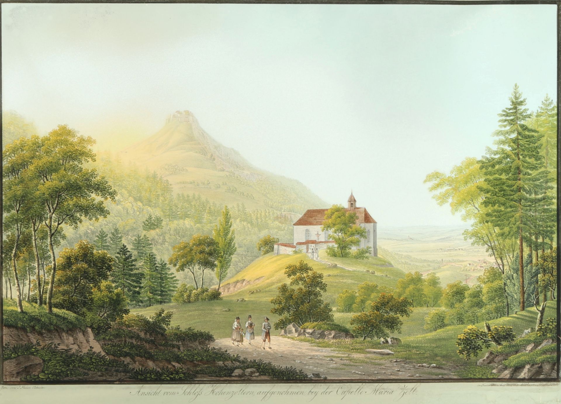 Johann Heinrich BLEULER (1758-1823) Ansicht von Schloss Hohenzollern mit der Kapelle Maria Zell,