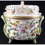 Meissen large jardiniere with cupid and plastic blossoms - knob mark,