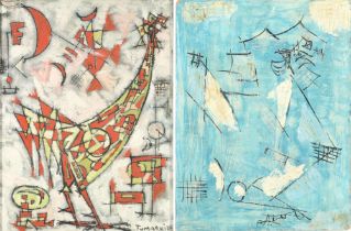 Igael TUMARKIN (1933-2021) Hahn / abstrakte Komposition, doppelseitige Werke,
