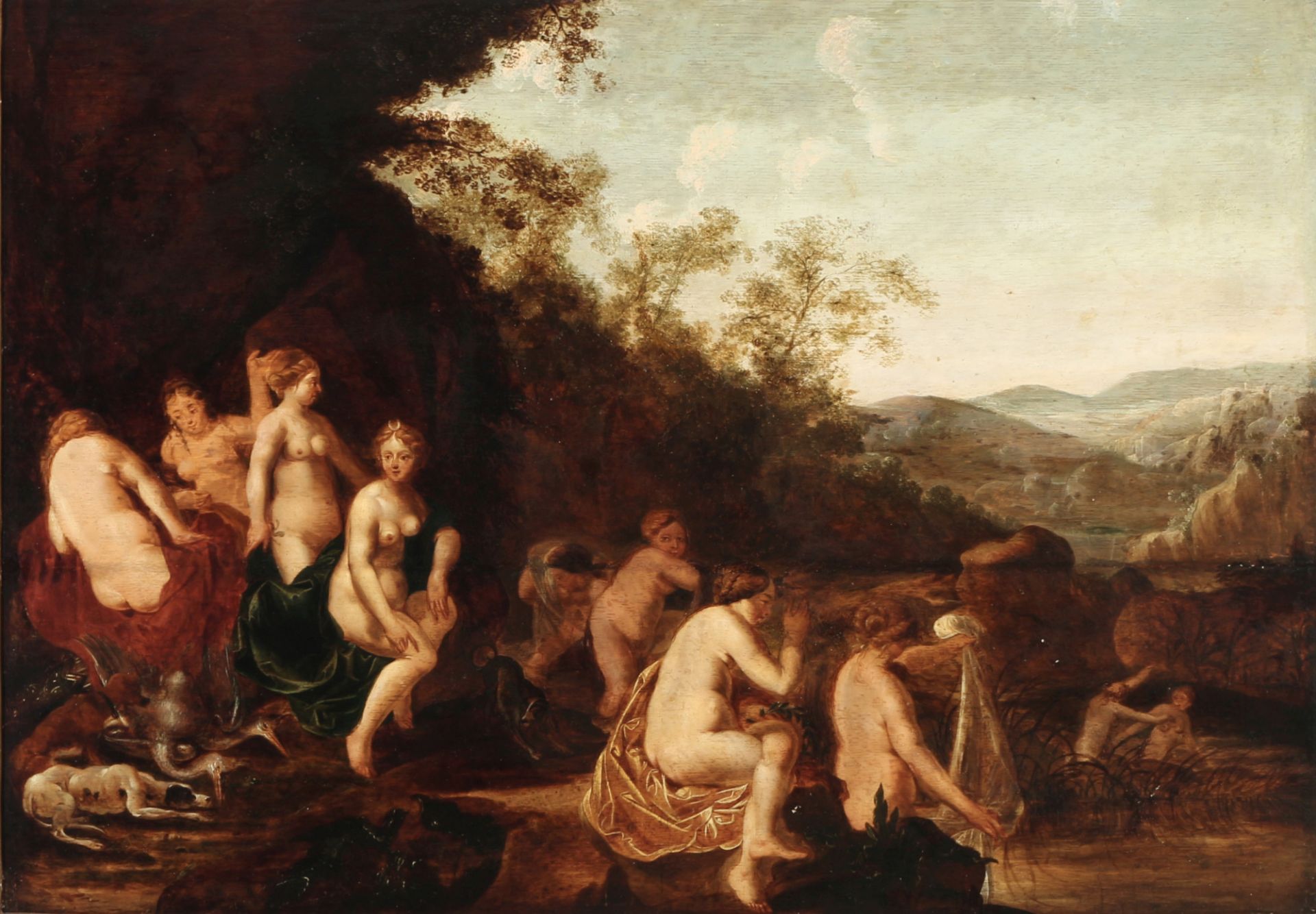 Diana and her nymphs bathing, attributed to Cornelis VAN POELENBURGH (1594/95-1667),