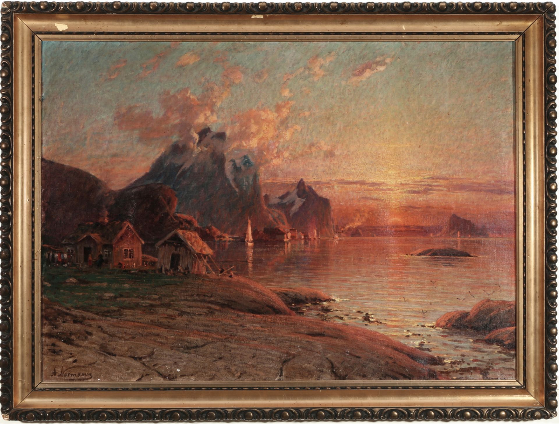 Adelsteen NORMANN (1848-1918) fjord landscape in the sunset, - Image 2 of 6