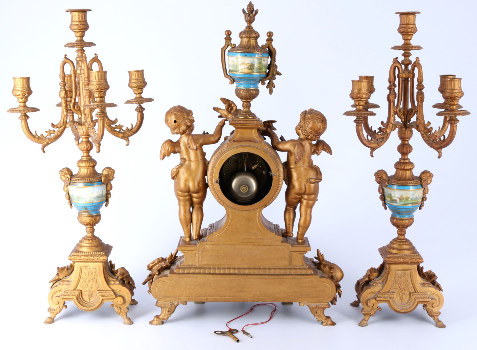 Large figure mantel clock set, France around 1900, - Image 6 of 6