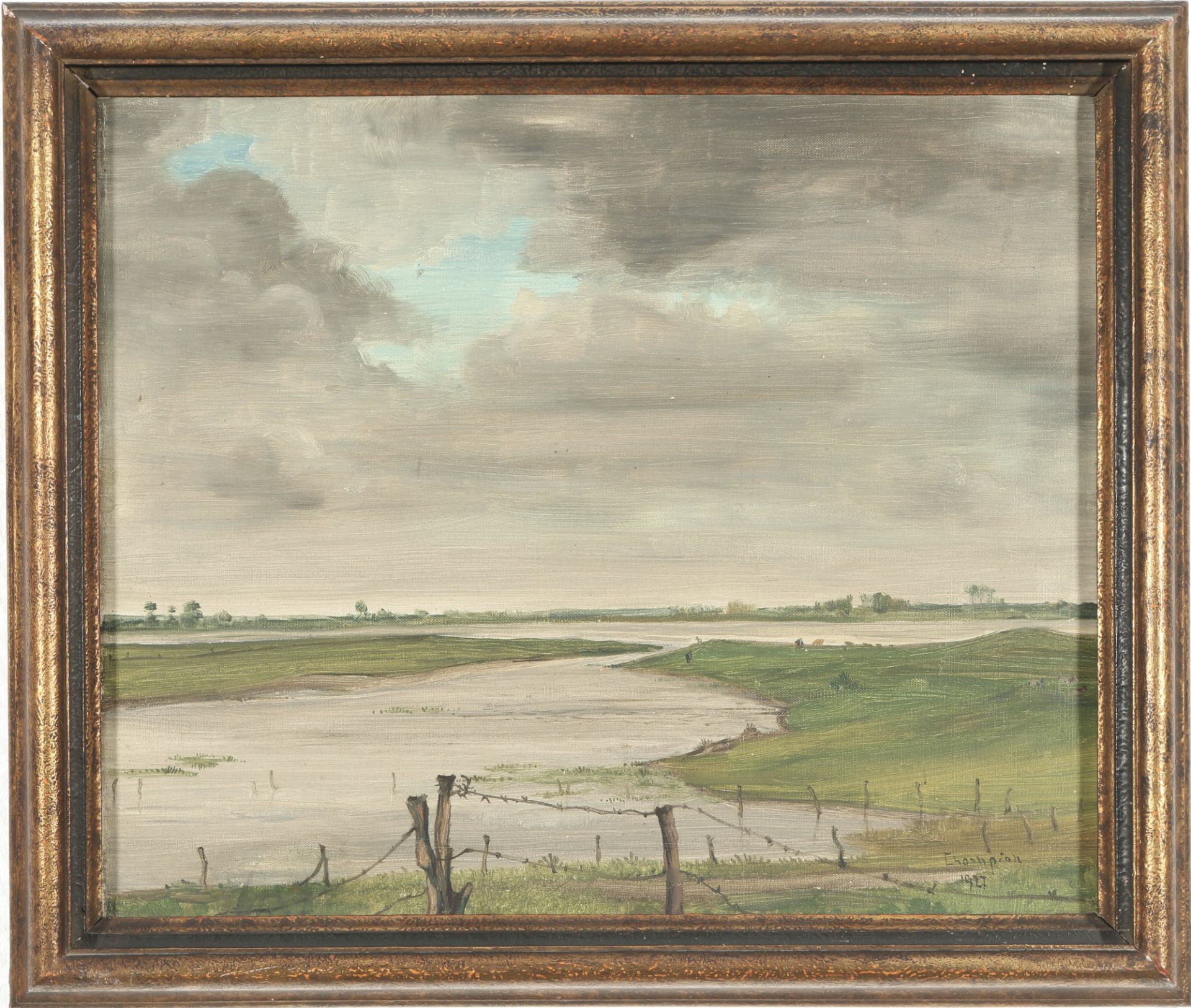 Theo CHAMPION (1887-1952) Lower Rhine landscape 1927, - Image 2 of 4