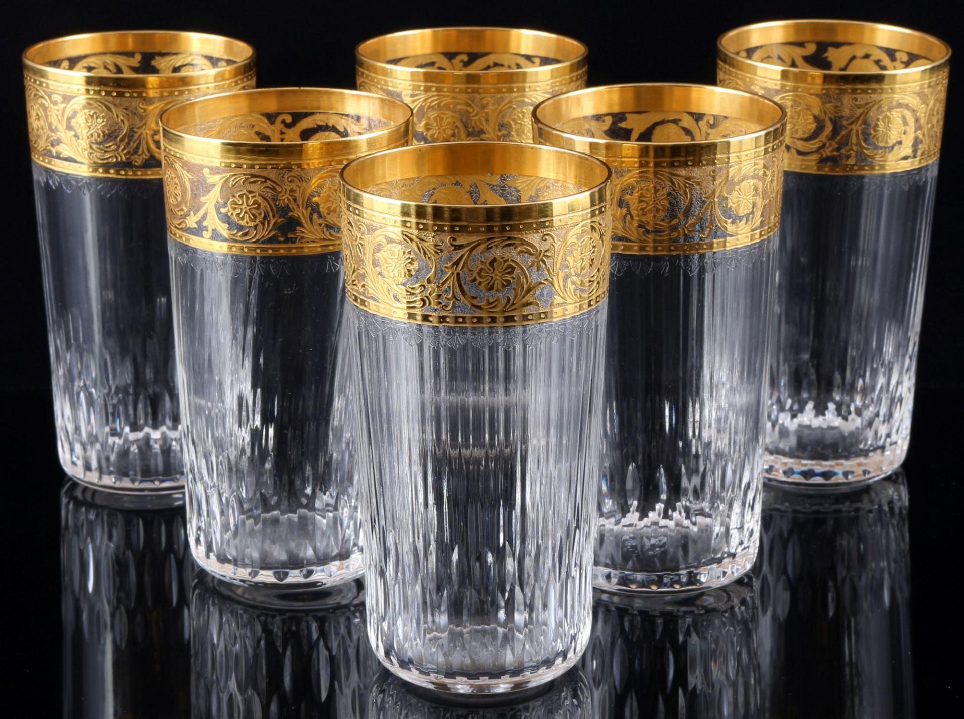 St. Louis Thistle Gold 6 highball glasses,