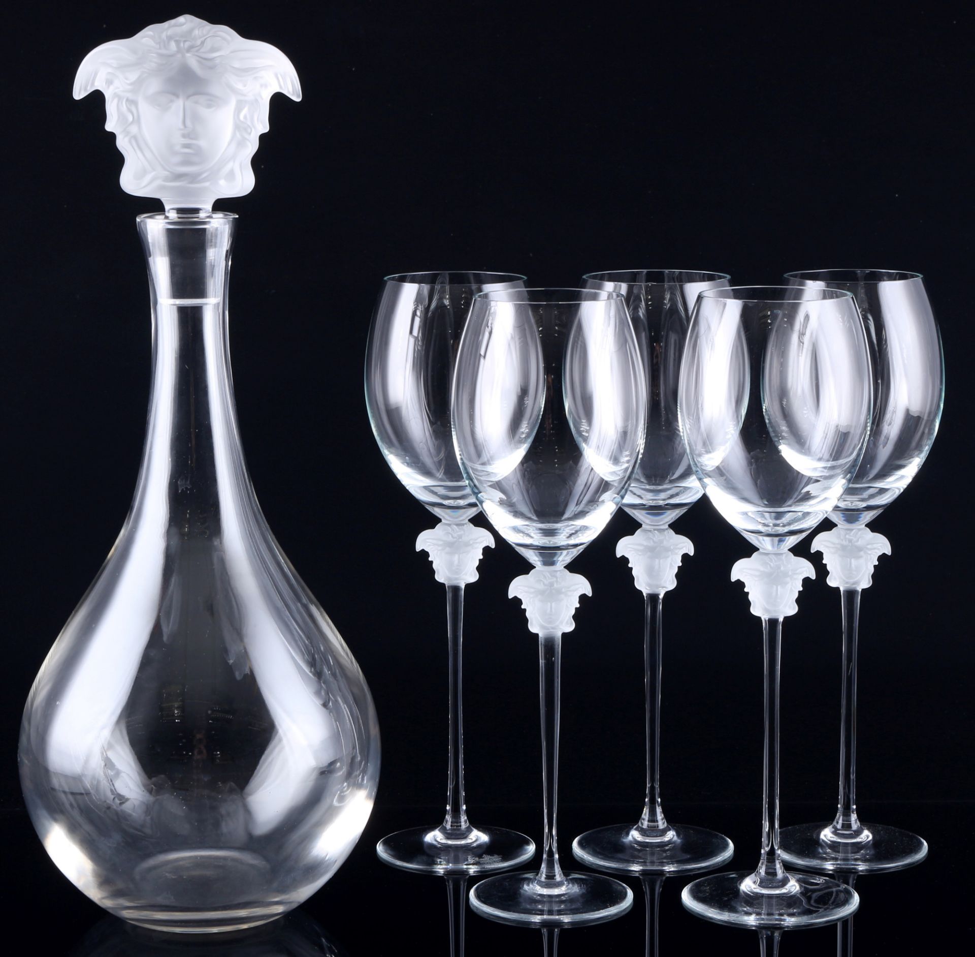 Rosenthal Versace Medusa Lumiere 5 wine glasses with carafe,