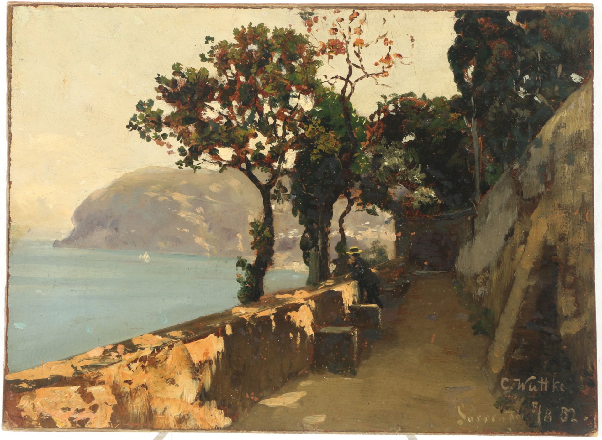 Carl WUTTKE (1849-1927) coastal path in Sorrento near Naples 1882, - Image 2 of 4