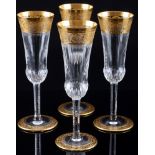 St. Louis Thistle Gold 4 champagne flutes,