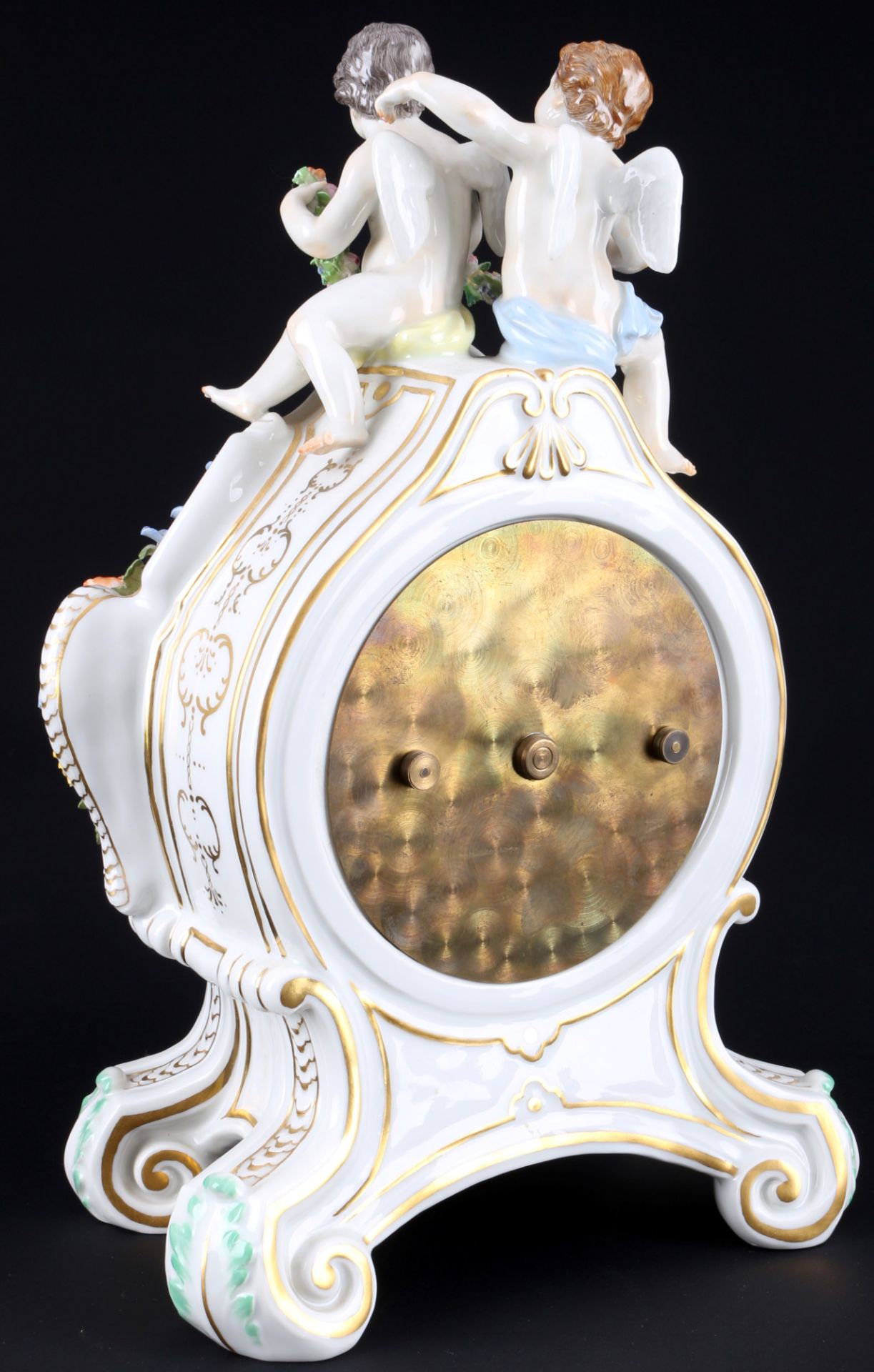 Meissen mantel clock with cherubs and flowers 1st choice - Ernst August LEUTERITZ, - Image 5 of 6
