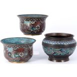 Japan 3 große Cloisonne Töpfe Meiji-Periode 1868-1912,