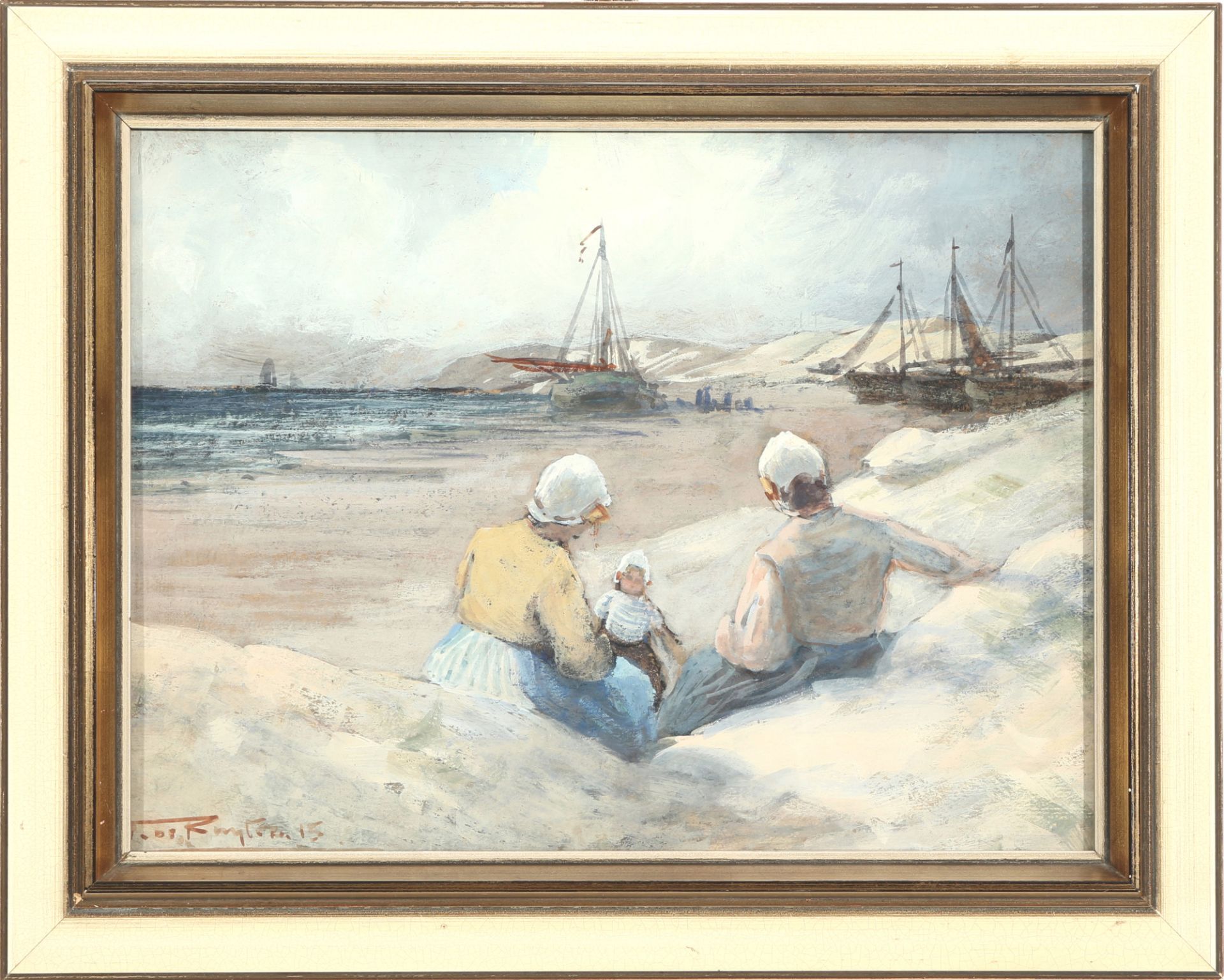 Victor DE RUYTER (*1870) Fischersfrauen mit Kind am Strand 1915, - Bild 2 aus 5