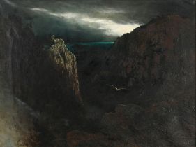 Karl Wilhelm DIEFENBACH (1851-1913) Möwe im Mondschein mit Blick auf Ruinen der Villa Jovis auf Capr