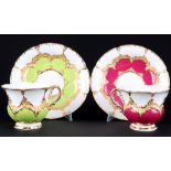 Meissen B-Form apple green coffee cup with saucer 1st choice,