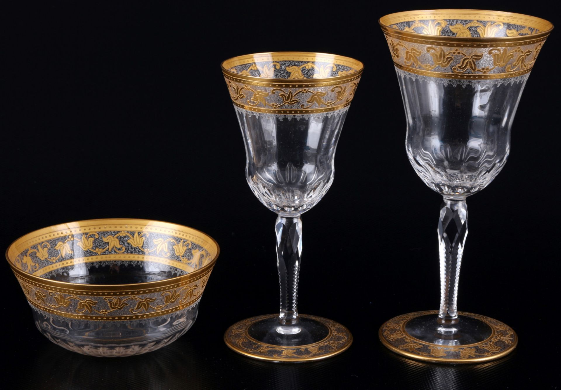 St. Louis Callot Gold glass set for 3 persons, - Image 2 of 2
